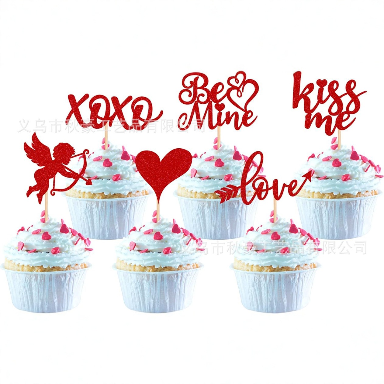 Venta caliente del día de San Valentín pastel de cumpleaños tarjeta de inserción decoración XOXO amor tema de boda postre mesa de inserción