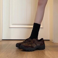澜柜版~小众芭蕾风蝴蝶结运动乐福鞋女复古绒面一脚蹬厚底小皮鞋