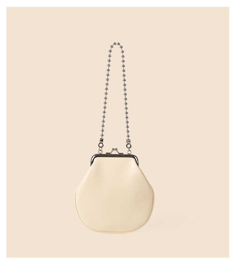 Beaded chain mini crossbody simple and exquisite, small shell bag, fashionable clip handbag, women's niche high-end_voghion.com