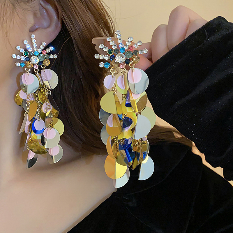 Pendientes de borla de flores de gasa de aguja de plata Pendientes de dopamina de bosque dulce Pendientes de todo fósforo de tendencia de nicho Mujeres al por mayor