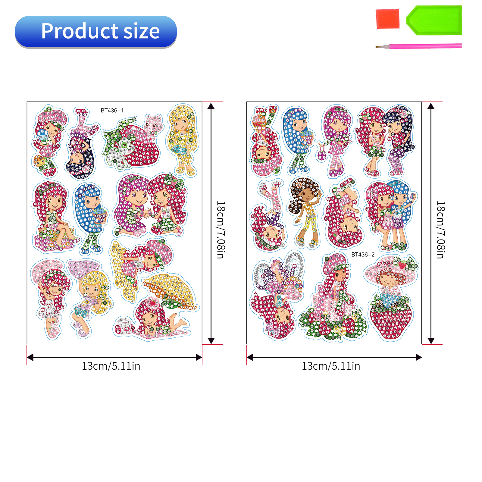 Pegatinas de niña de dibujos animados superventas Pintura de diamante pegatinas gratis DIY ladrillo pintura pegatinas de pared pegatinas hechas a mano cristal brillante diamante