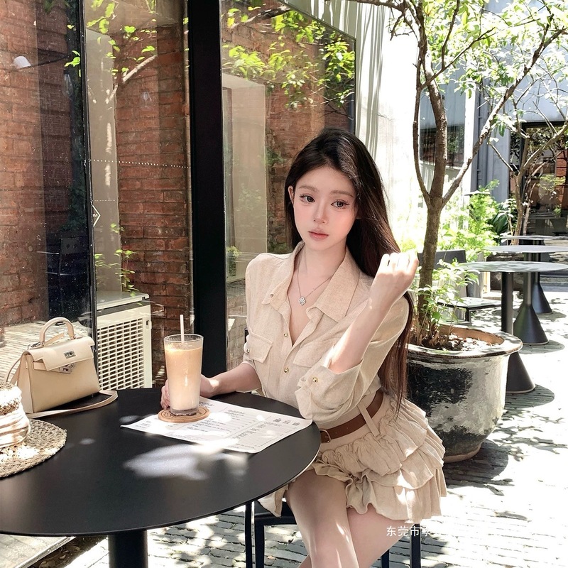 法式复古老钱风长袖衬衫上衣女秋冬感气质半身裙纯欲两件套装|undefined