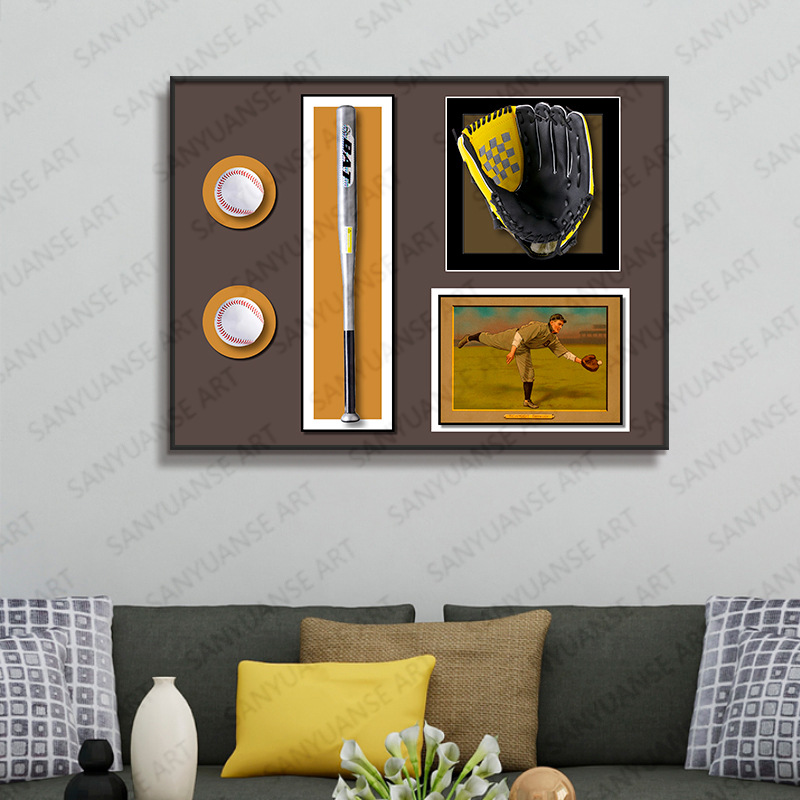Pintura decorativa de béisbol Juego de marea tridimensional Sala de estar Sofá pared de fondo Pintura colgante Restaurante Dormitorio Pintura colgante Galería de pasillo