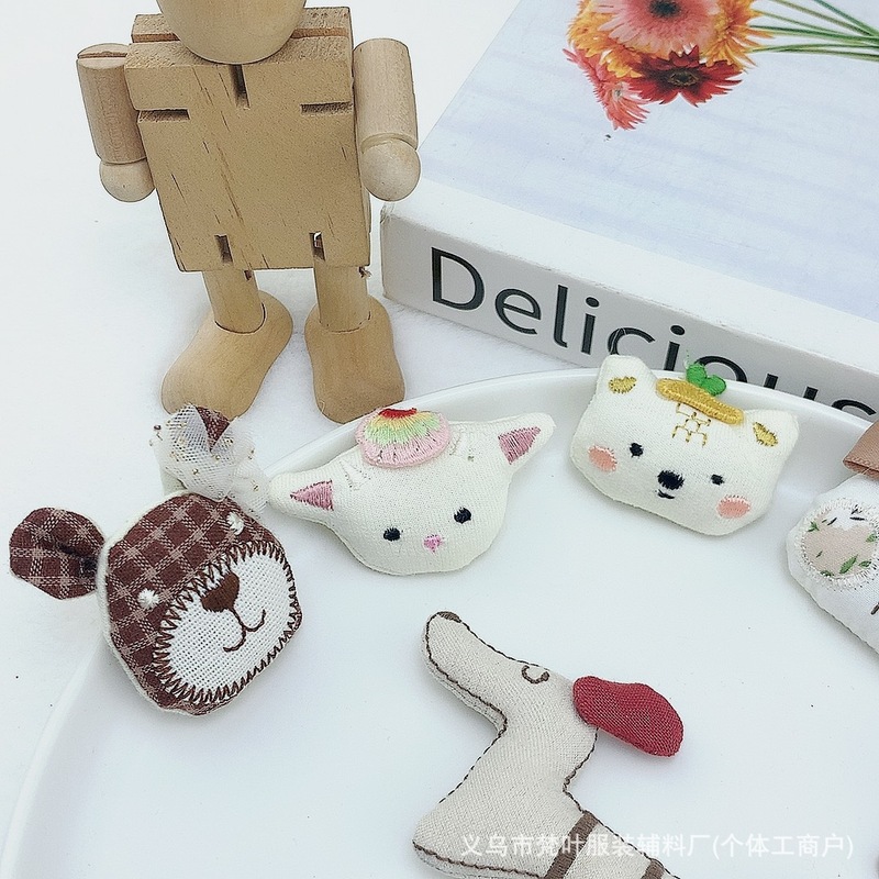 韓国漫画生地手作りウサギクマ子犬綿とリネン素材の装飾品装飾アクセサリー衣類アクセサリー|undefined