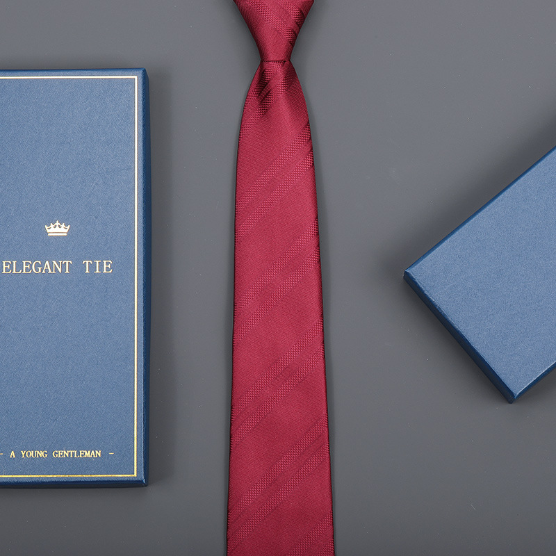 8cm 버건디 더블라인 지퍼 [롱 선물박스]