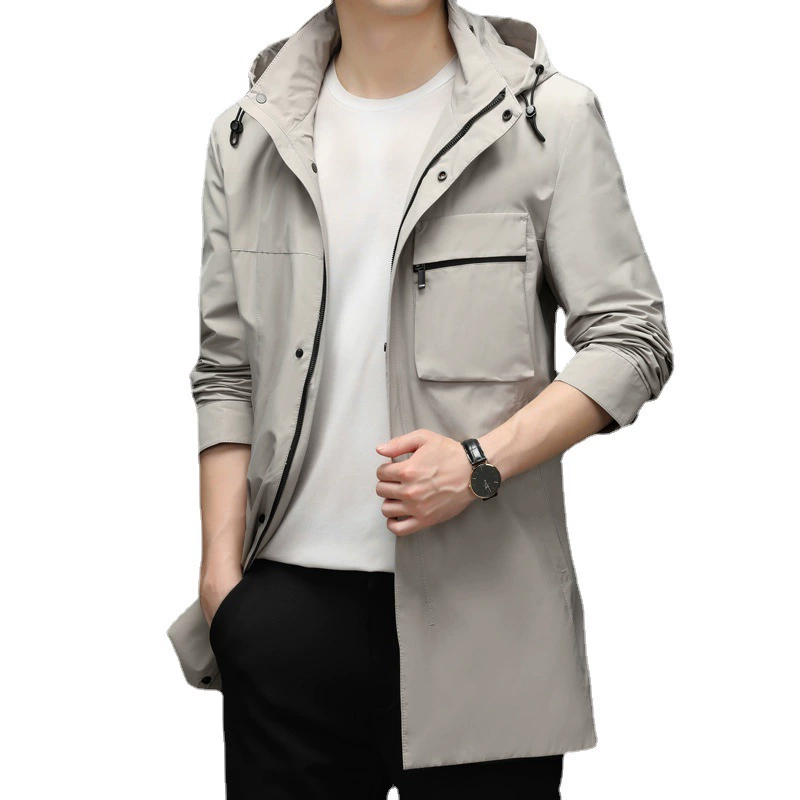 Демисезонное trench coat, длинный тренч с капюшоном, куртка в английском стиле, средней длины, корейский стиль, британский стиль