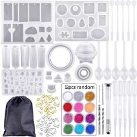 83件水晶滴胶模具环氧树脂硅胶模 手工DIY首饰项链吊坠制作
