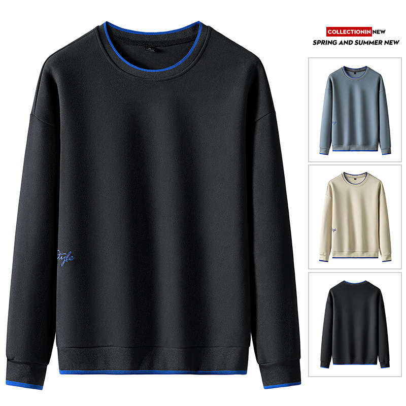 Pánska mikina na jar a jeseň, nemecká zamatová mikina, kórejská verzia, šport a voľný čas, jednofarebné základné tričko, top,_voghion.com