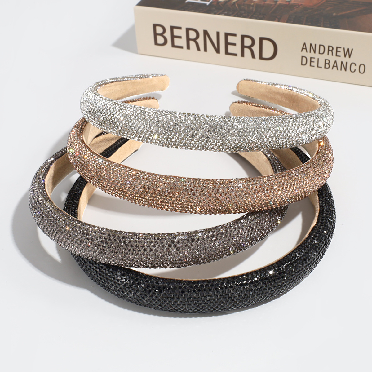 40g Weight Hair Band Hair Accessories Type 1 Piece Quantity Daily Occasion Rhinestone Material Solid Color Pattern Women's Gender Simple Style Style Women's Simple Style Solid Color Rhinestone Hair Band 4