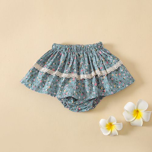 Korean style infant floral culottes ins lotus lace bread pants floral cake culottes cute lantern shorts
