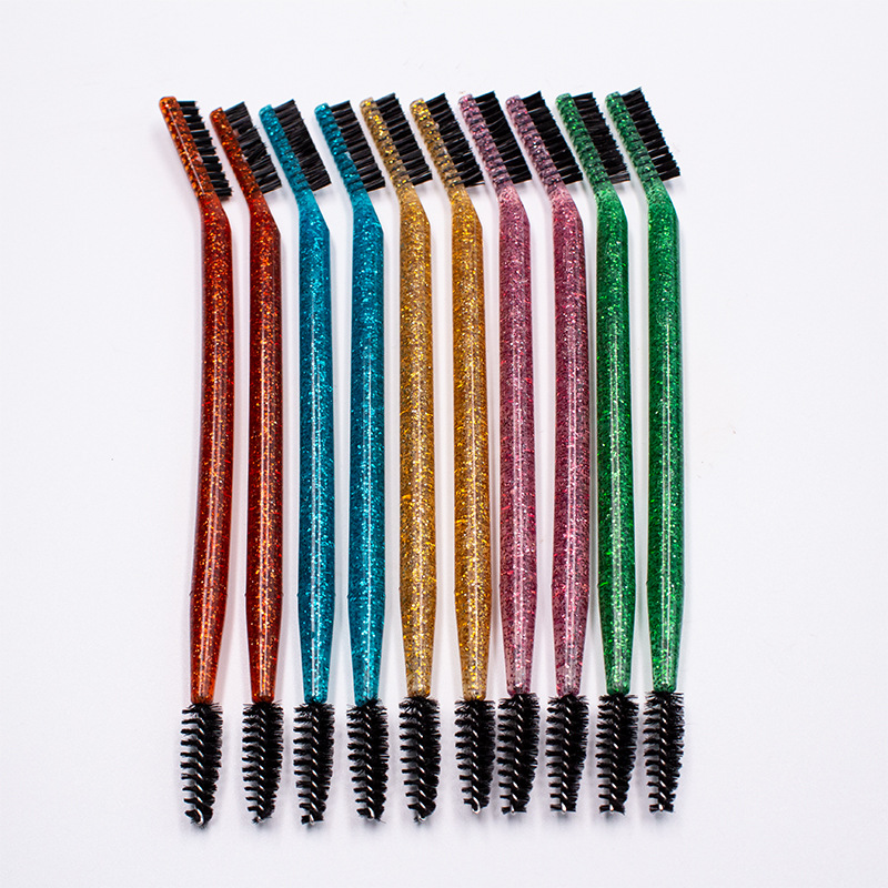 Back-To-School Ultra-Fine Waterproof Multi-Color Sequin Beauty Double-Ended Portable Fine-Head Spiral Foldable Eyebrow Brush Eyelash Makeup Brush