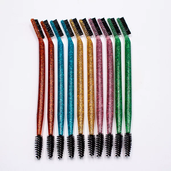 Back-To-School Ultra-Fine Waterproof Multi-Color Sequin Beauty Double-Ended Portable Fine-Head Spiral Foldable Eyebrow Brush Eyelash Makeup Brush
