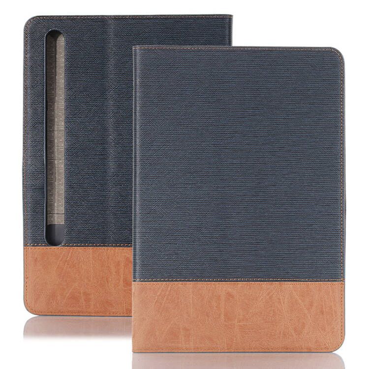 For Samsung Tab S9 S9Plus Striped Flat Protective Cover Flip Bracket S8Plus Oil-proof Leather Cover