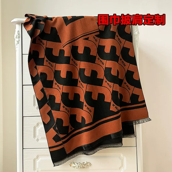 Jacquard Imitation Cashmere Shawl with Custom Pattern Logo, Custom Floral Design Wool Scarf for Women, Custom Shawl