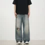 美式大码宽松水洗牛仔裤