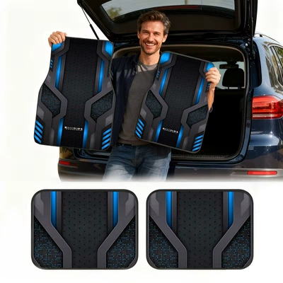 One-Piece Drop Shipping | Avtomobil döşəmə paspasları - cyber-blue-foot-pads-4565cm-front-row-two-pieces