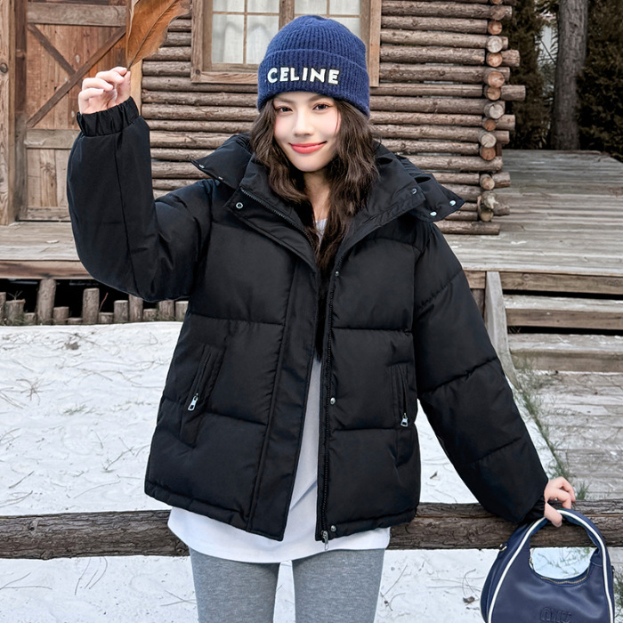 今年流行的短款连帽羽绒棉服宽松棉衣小个子面包服加厚棉袄外套潮|undefined