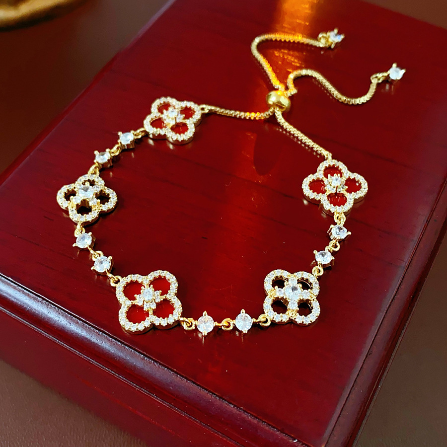 Pulsera - dorada - roja