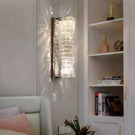 卧室床头水晶壁灯豪华别墅客厅背景墙创意大气轻奢水晶壁灯过道灯