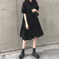 Платье, ретро лето oversize французский западный стиль, плюс-размер черное, размеры M–4XL
