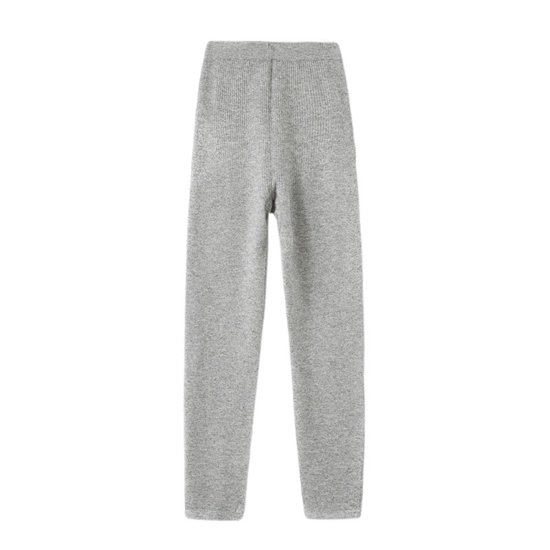 Woolen demi-season fitted knitted leggings for leisure, high waist, wholesale
