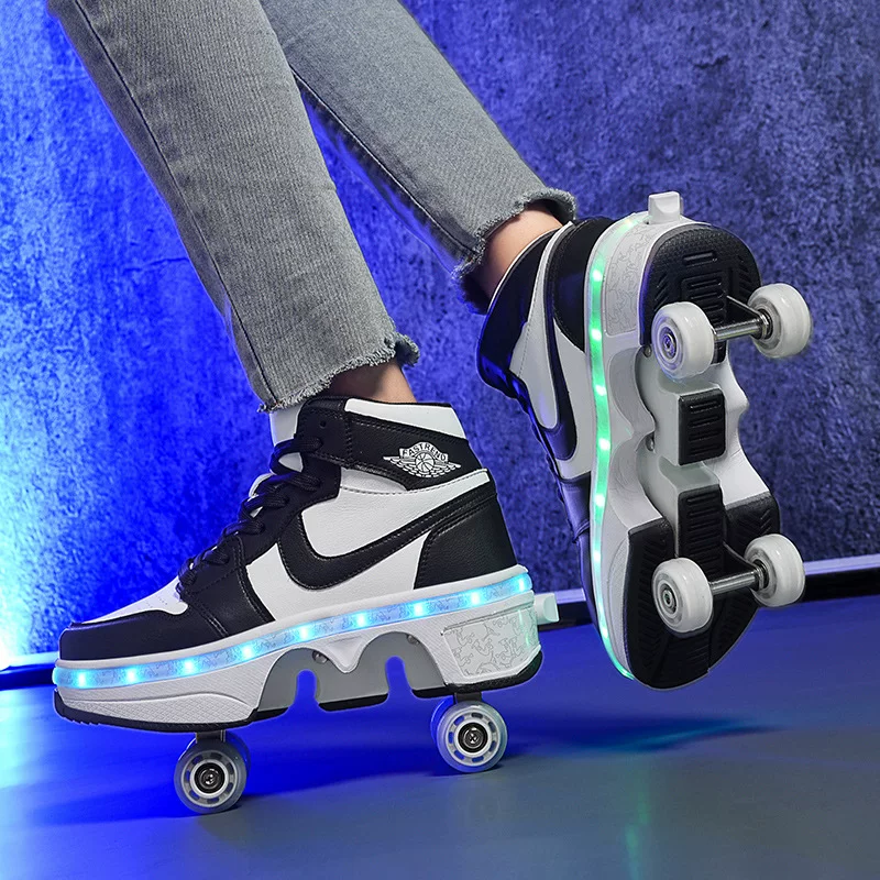 Shoes, transformer on four wheels, double row roller skates, factory direct supply