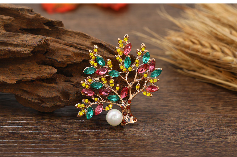 50g Weight Rhinestones Inlay Material Brooches Classification Daily Occasion Alloy Material Tree Pattern Unisex Gender Inlay Design Retro Style Retro Pin Tree Alloy Inlay Rhinestones Unisex Brooches 4