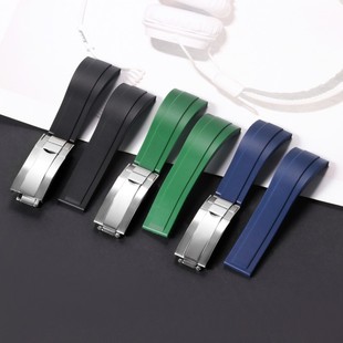 Suitable for Rolex silicone watch with water ghost yacht explorer without logo flat black green blue strap 20mm