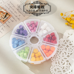 Grid fire paint wax grain set Sakura octagonal ink pad fire paint boxed wax seal transparent fire paint wax grain mixed color wholesale