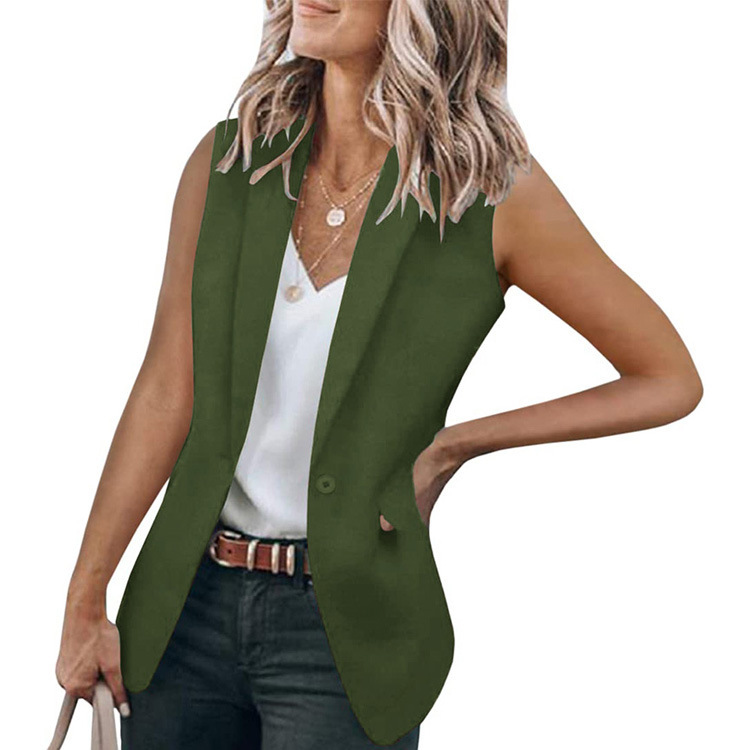 Chaleco Blazer sin Mangas de Poliéster Corte Holgado para Oficina