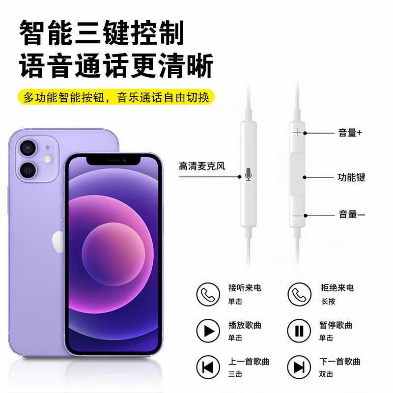 适用苹果有线耳机iPhone1516数字音频TYPE-C线控耳机|undefined