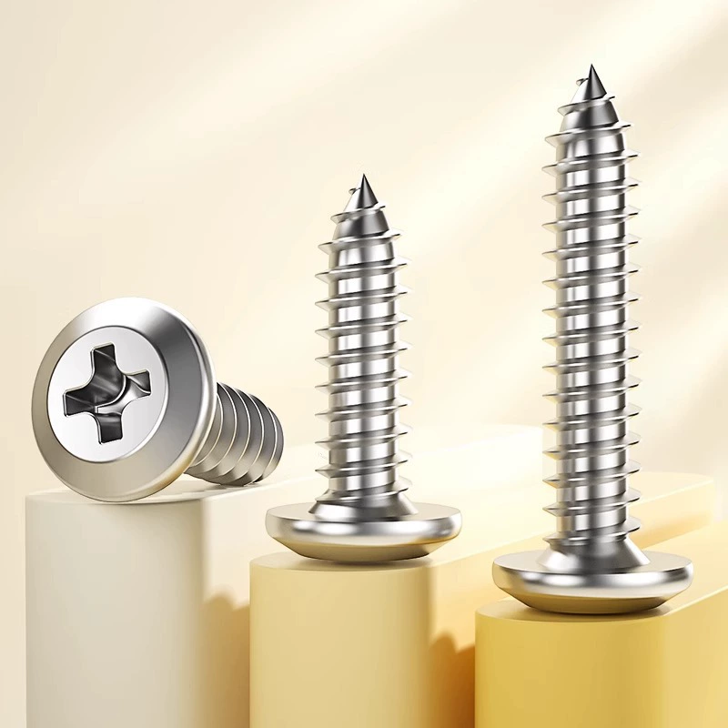 304 Нержавеющая сталь Крест большой плоской головки саморрептный винт перевернутый круглая головка мебель скошенный деревянный винт M3M4M5-M8