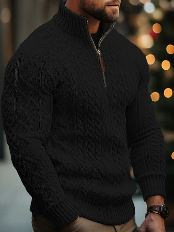 Invierno nuevo hombre camiseta de punto medio chaqueta cremallera de color sólido engrosado comercio exterior transfronterizo suéter hombre