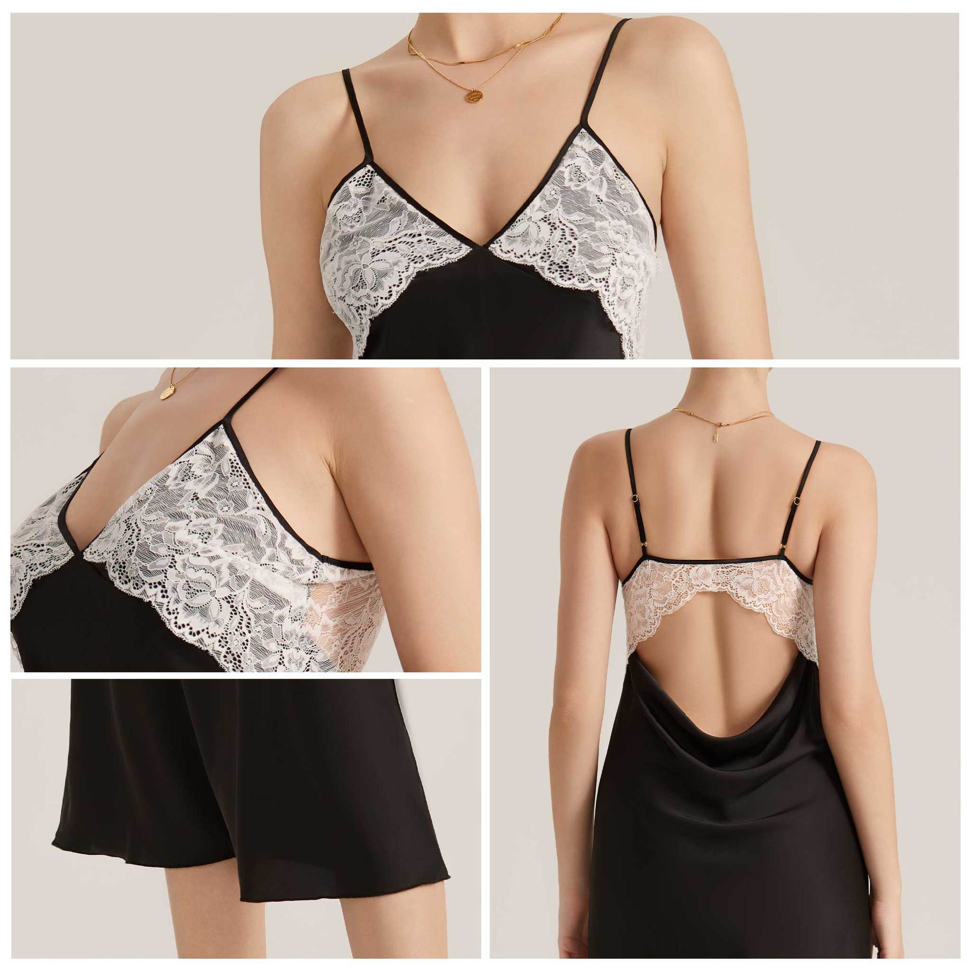 encaje de nuevo tipo de cabina de cabina larga, pijama de chiffón, pijama de espalda abierta sexy, ropa de casa de mujer CQ3915