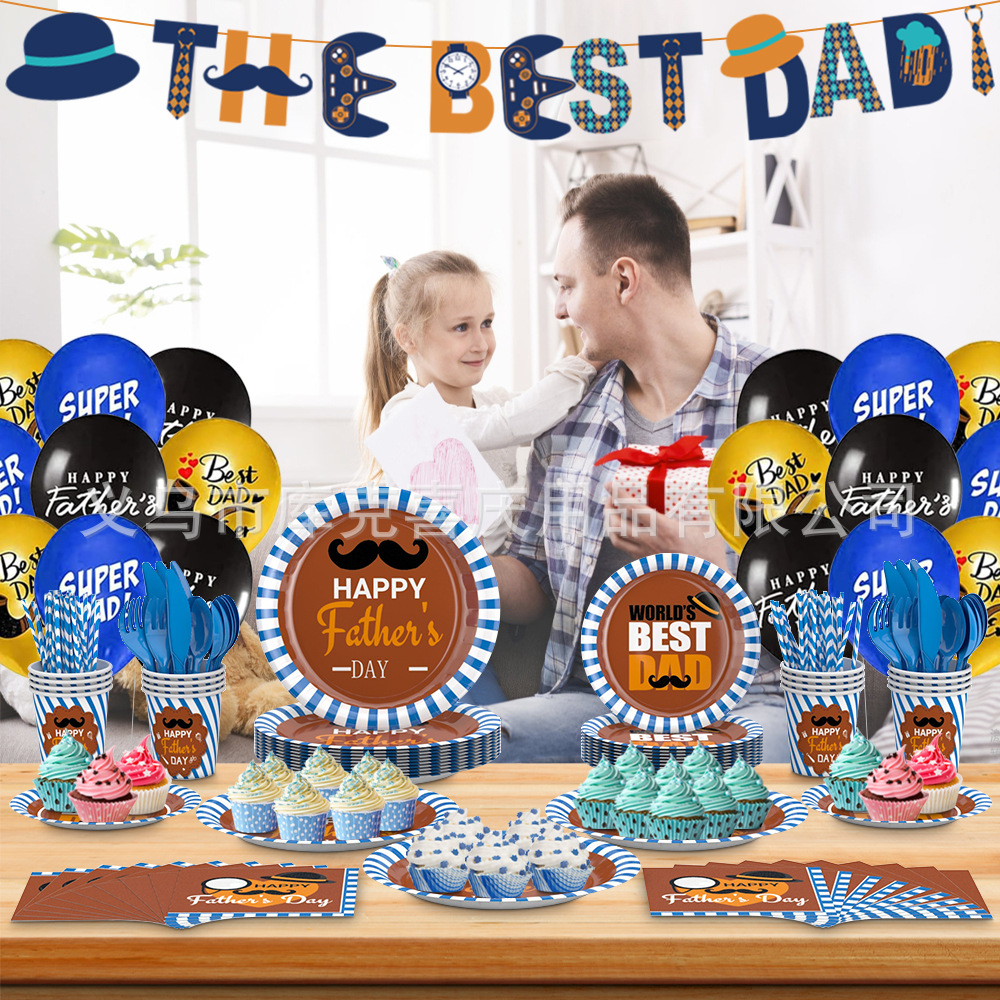 Cross-Border Nuevo Día del Padre tema Fiesta placa traje vacaciones bendición plato de papel desechable taza de papel tire bandera Decoración