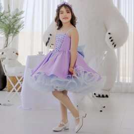 女童礼服2026新款甜美紫色花仙子吊带钢琴演奏主持外贸儿童礼服