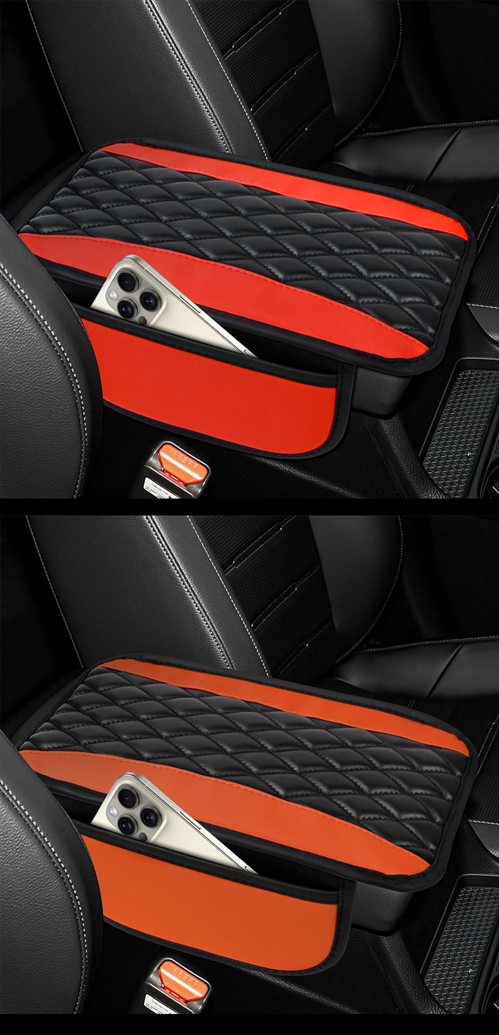 Cross-border car armrest box heightening pad, diamond-patterned PU quilted wear-resistant central armrest storage protective pad wholesale