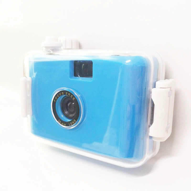 Dark blue and white shell fool camera film camera retro film machine mini waterproof non-disposable student party gift