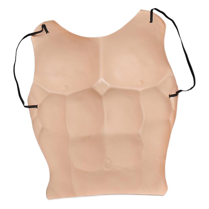 Disfraz de Halloween mascarada todo el cuerpo Eva falso pecho músculo vientre personalidad divertido feroz hombre falso músculo bloque