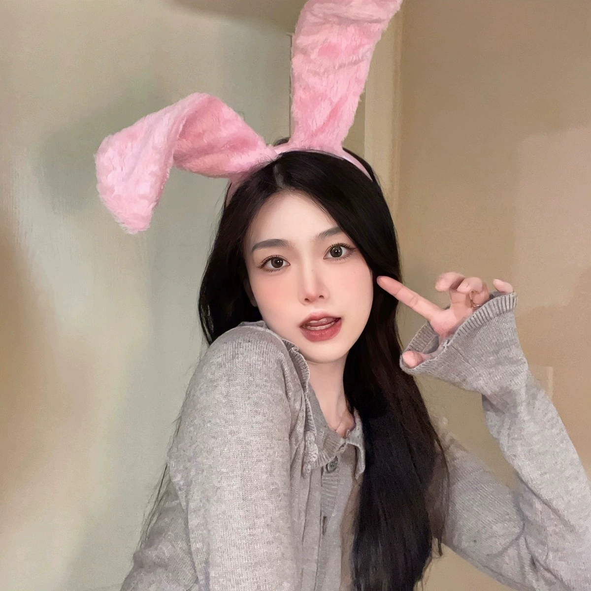 Headband Red Rabbit Lace Ears, Handmade Hair Accessory, High-Quality Graduation Party Style