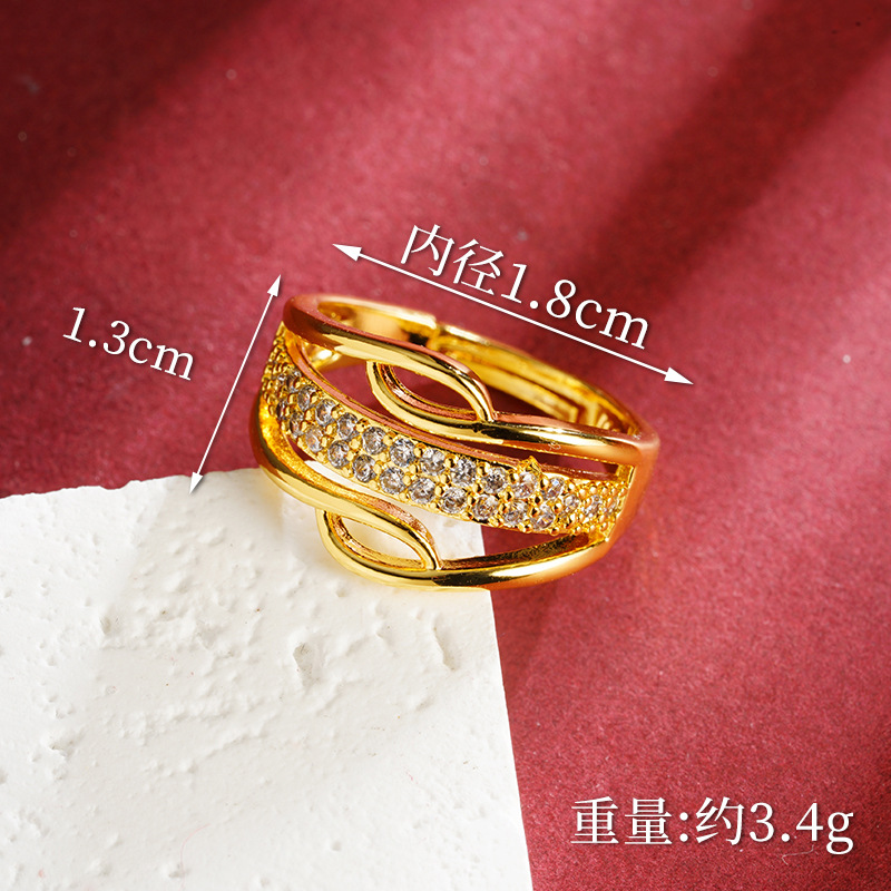 Anillo de mujer de oro de arena de Vietnam personalidad universal Europa y América simplificada viento transfronterizo fabricantes de joyería al por mayor