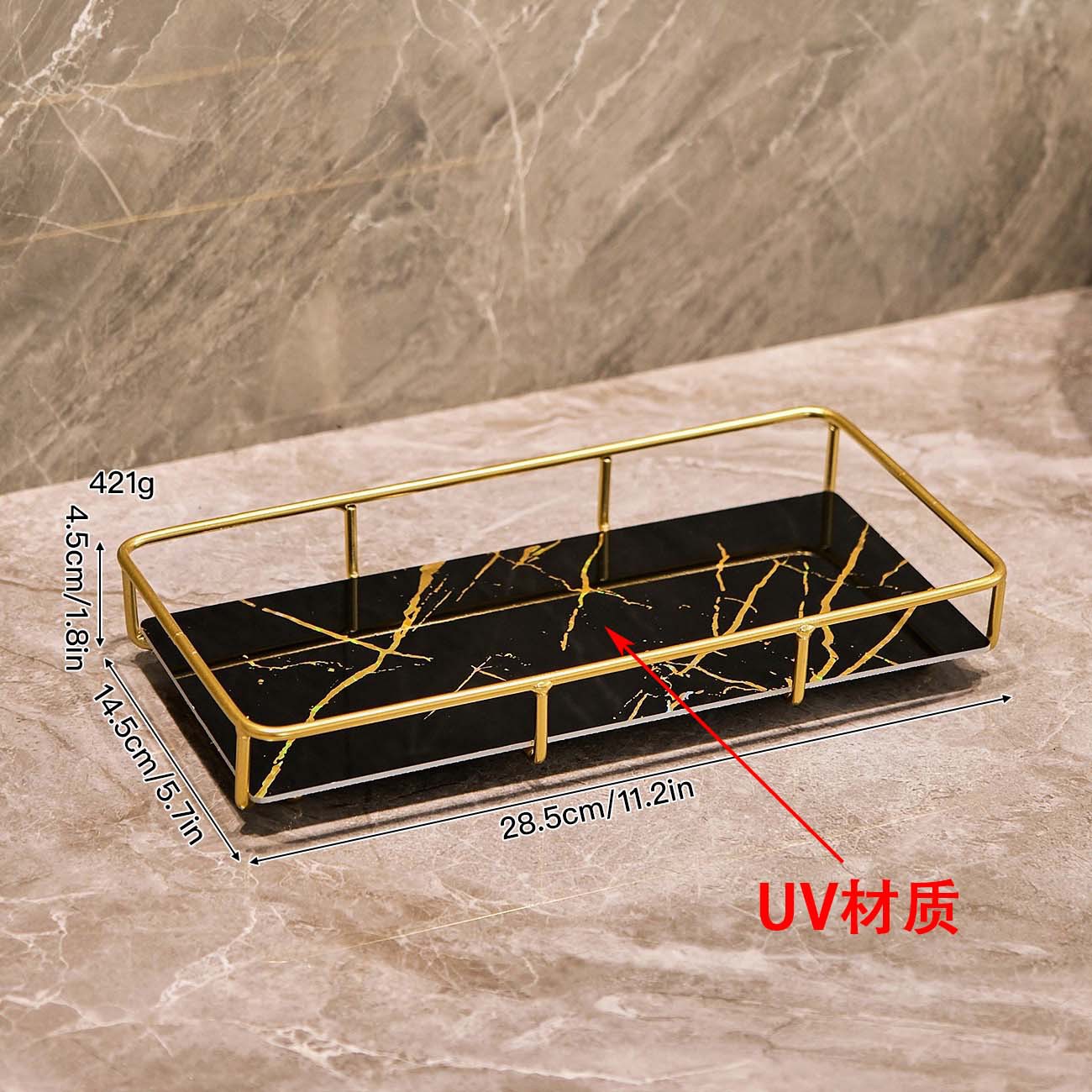 Inodoro de baño lavabo cosméticos caja de almacenamiento estante de almacenamiento de inodoro lavabo bandeja de escritorio de lujo ligero