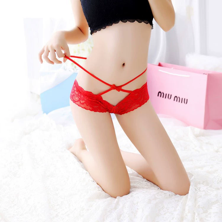 Japanese sexy ultra thin underwear, lace trousers, pants with bow, thin strap