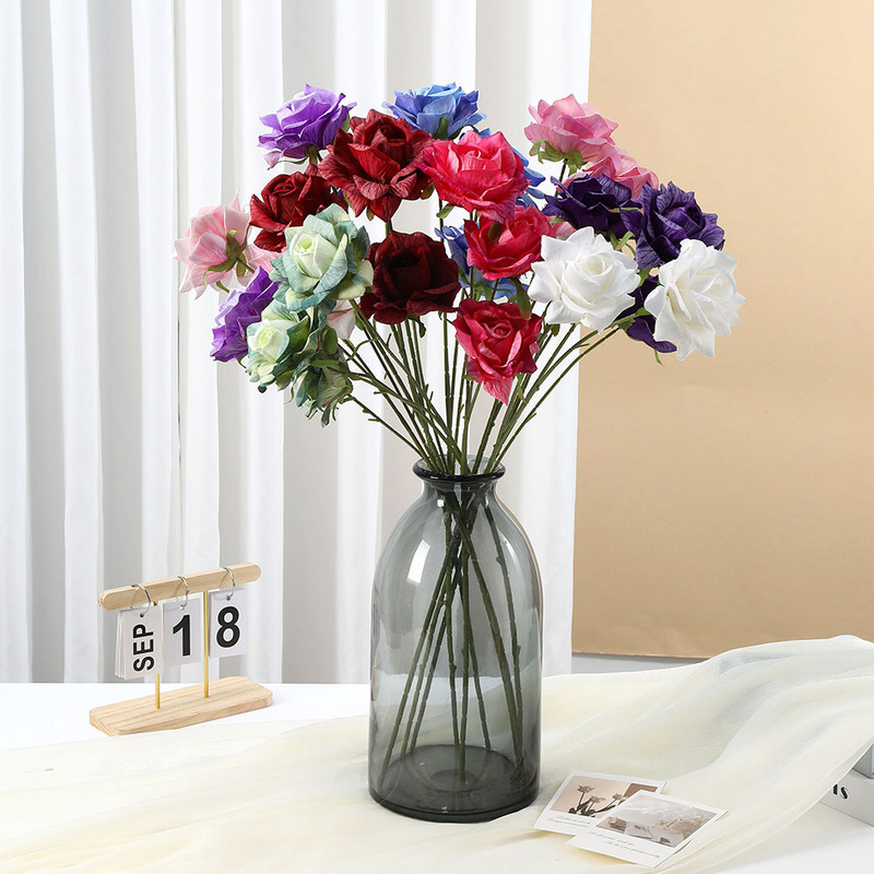 Artificial embossed roses, simple wedding flowers, home decoration, artificial flowers wholesale, display items, photography props