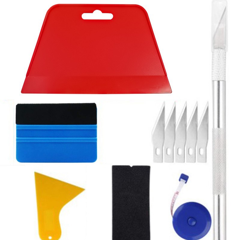 11件套双面刮板密封刮板贴膜工具套件 带滚轴硬刮刀卷尺工艺刀