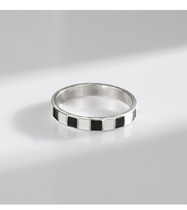 Fashion Square Silver Epoxy Rings 1 Piece