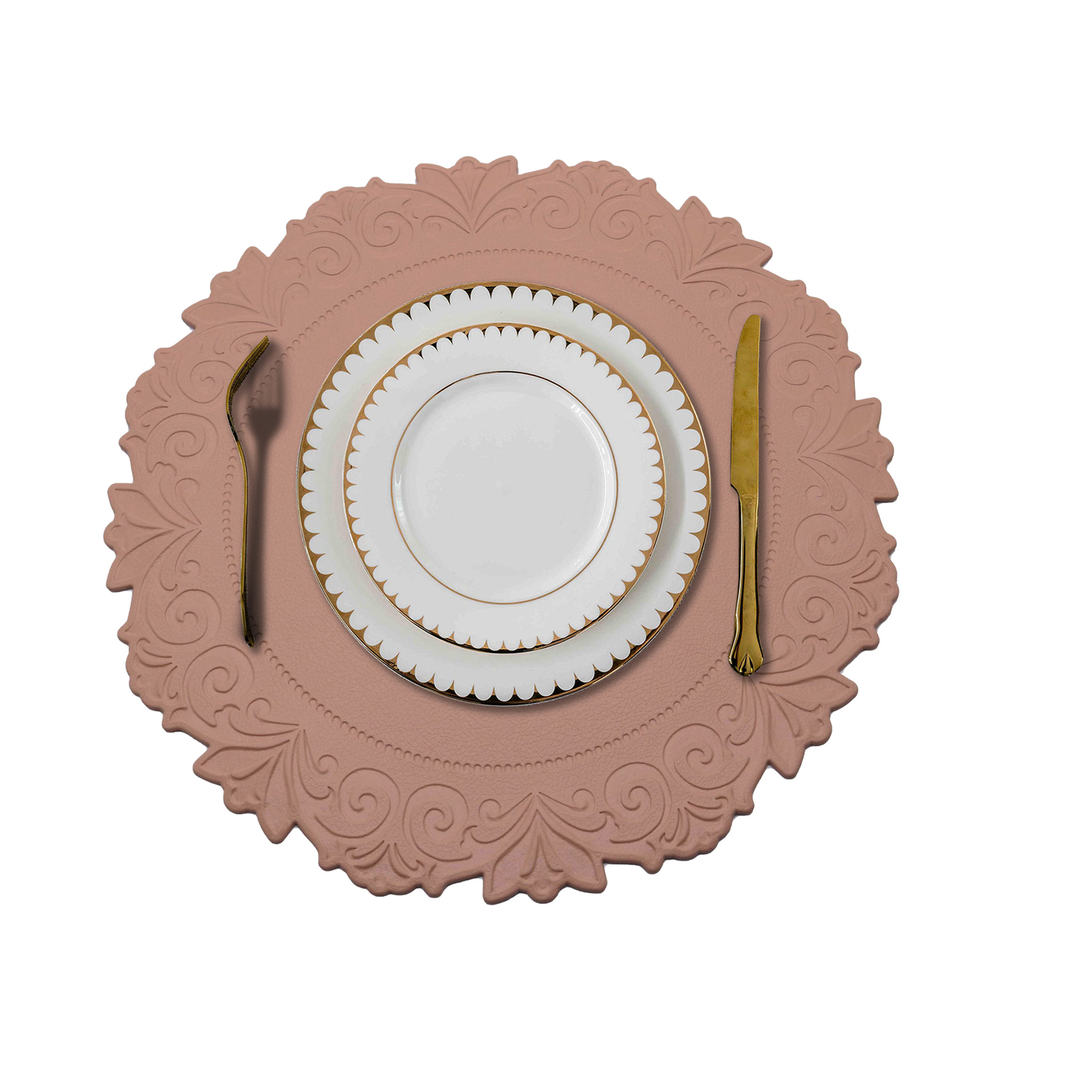 Vintage encaje de cuero mantel de PVC en relieve redondo occidental placemat Palacio estilo placa estera montaña estera de mesa antideslizante aislamiento térmico