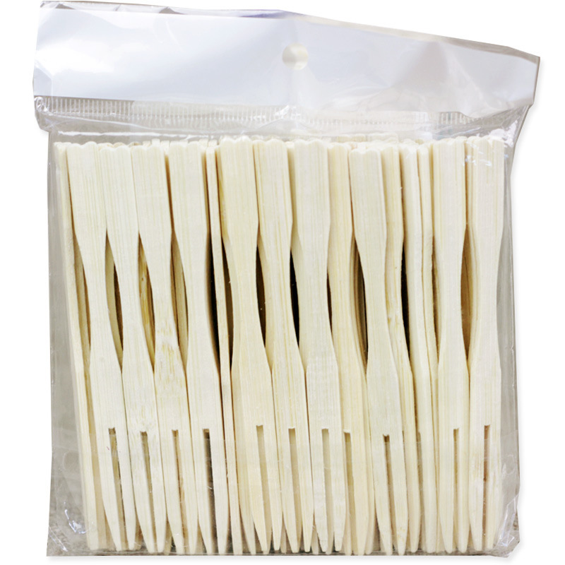 Fruta de bambú tenedor desechable en forma de corazón para niños tenedor de bambú KTV bar club hogar tenedor de dip fabricante al por mayor