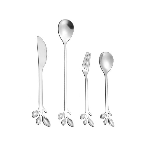 Creative stainless steel leaf spoon fork mooncake knife and fork coffee stirring spoon dessert spoon fruit fork spoon bird's nest spoon