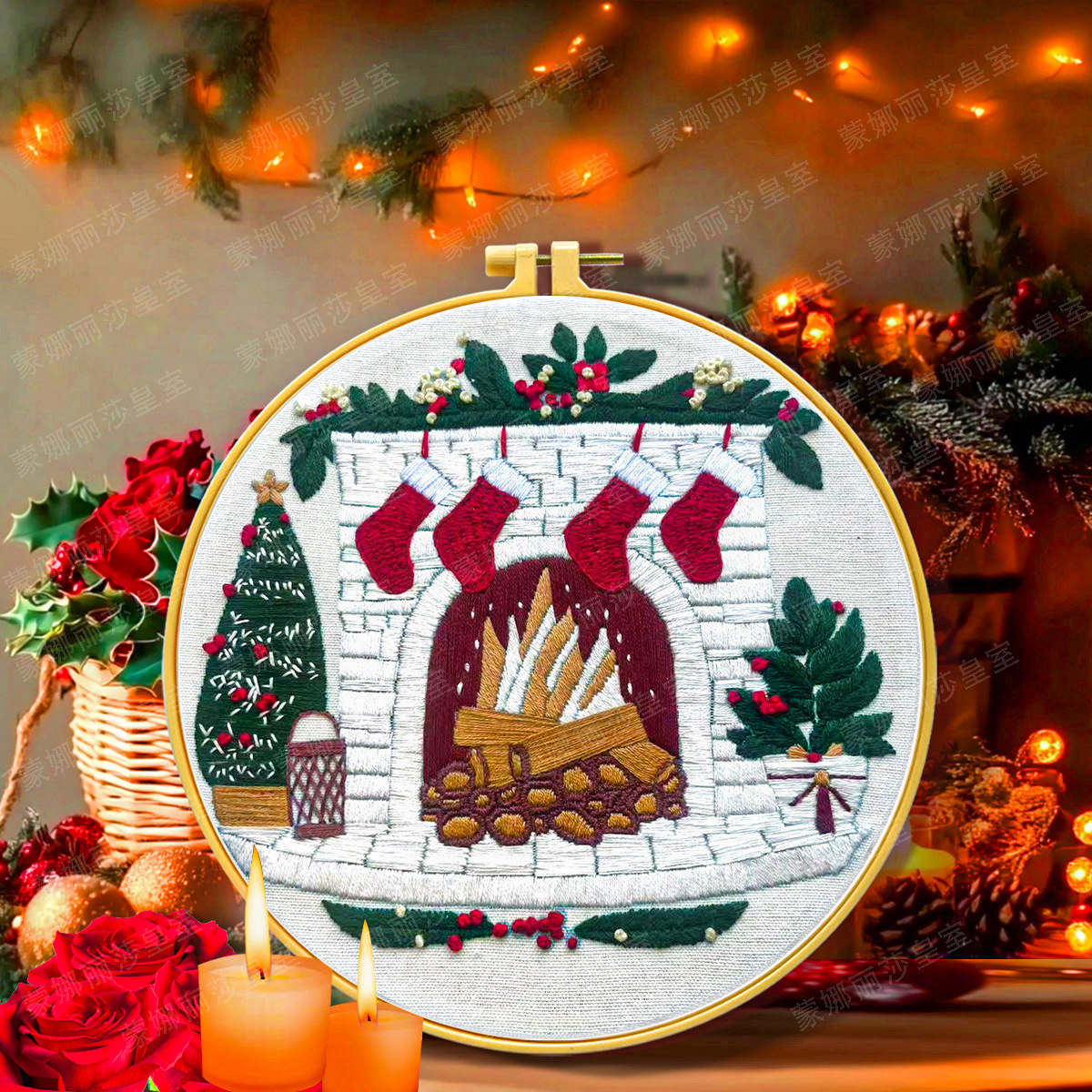 2025 Navidad transfronteriza nueva colección de bordado de Navidad bordado de Navidad